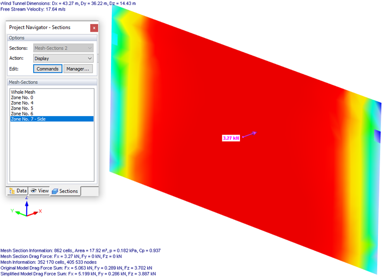 Surface Pressure of Wall Mesh Section